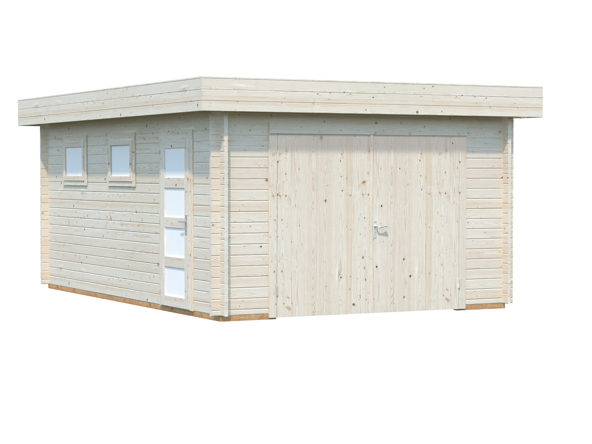 Palmako Garage Rasmus 19,0 m² - 44 mm - mit Holztor naturbelassen
