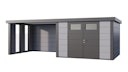 Vorschaubild Telluria Metallgerätehaus Classico 3030 mit Lounge Anbau large (ca. 314 cm Breite) inkl. 2 Fenstern