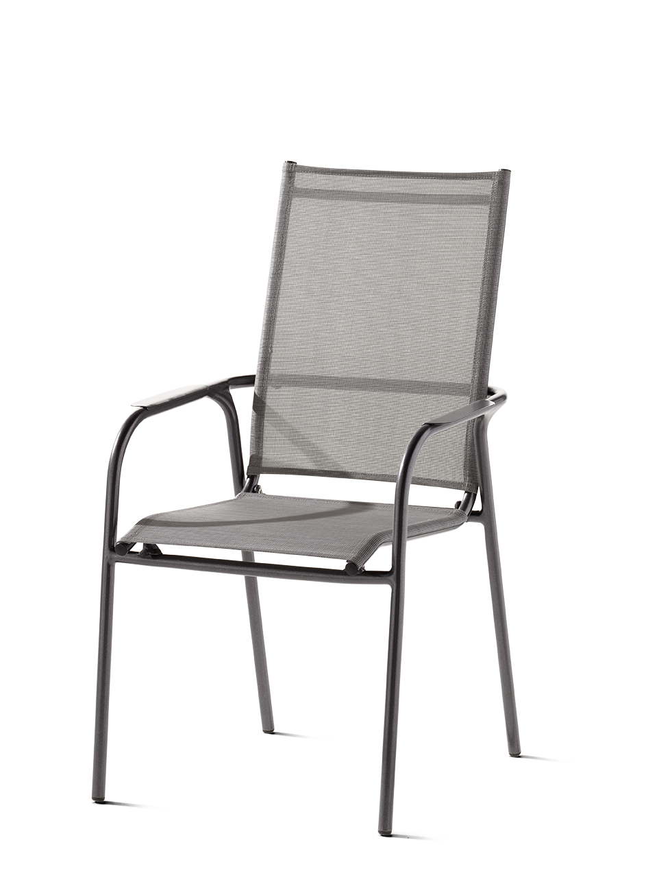 Sieger Stapelsessel SIRIO, Aluminium Eisengrau / Textilux Hellgrau - Abverkauf / Einzelstück