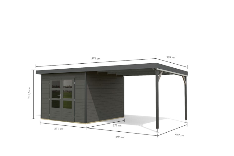 Karibu Metall-Holzgartenhaus Hybridhaus Pluto A/B - 28 mm/0,5 mm