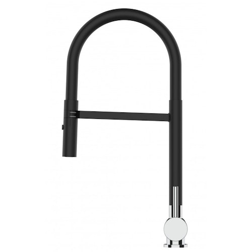 NIEDERDRUCK Wasserhahn Vorfenster Küchenarmatur, Umklappbar 6 CM, mit 360° schwenkbarem Auslauf, abnehmbare 2 strahl Handbrause, Verchromt und Schwarz Matt