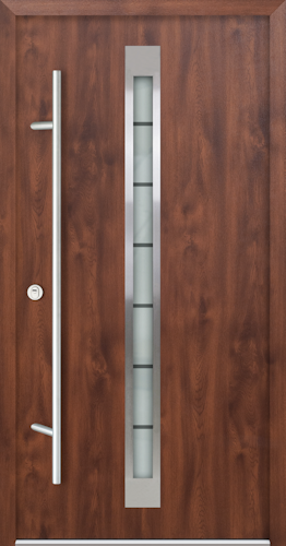 Krongart Stahl-Aluminium-Haustür DS68AC Modell 520 mit schmalem Lichtausschnitt