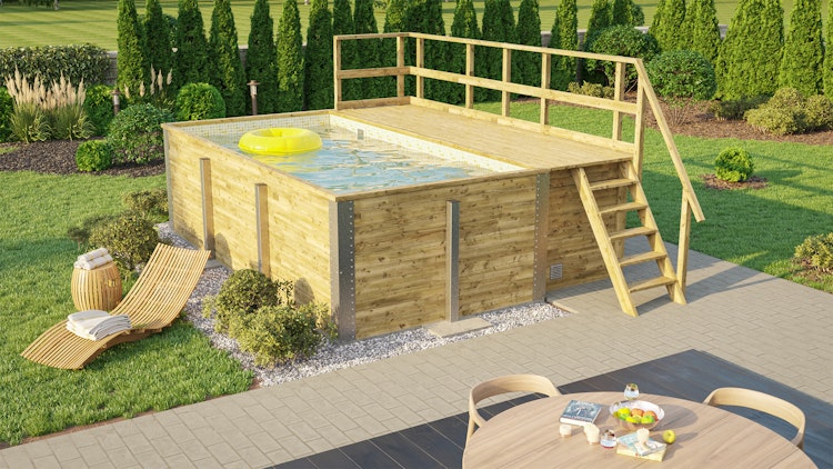 Weka Massivholzpool 595 Gr. 1 - 45 mm - 400 x 301 cm