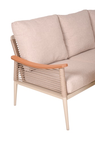 Garden Pleasure Dining Lounge-Eckgruppe TULUM, Alu Sandbeige / Nonwood / Rope Beige / Kissen 100 % Polyester