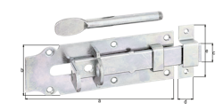 Alberts® Stalltür-Schlossriegel,m.flachem Griff,m.Schlaufe, galvanisch verzinkt dickschichtpassiviert,Platte LxB 180x64mm 117160