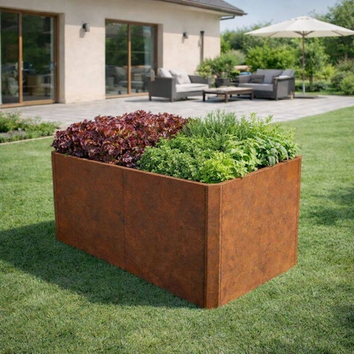 Premium Hochbeet aus Cortenstahl mit Rostpatina 120 x 80 x 75 cm