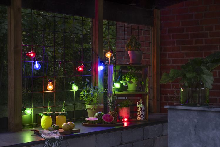 Konstsmide Ganzjahresbeleuchtung  LED Biergartenketten System Erweiterung Lichterkette, bunt (2397-500)