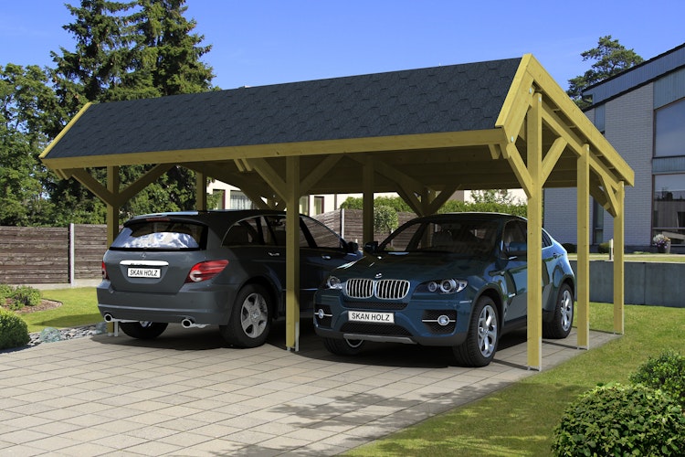 Skan Holz Harz - Pultdach Doppelcarport aus Nadelholz Breite 624 cm