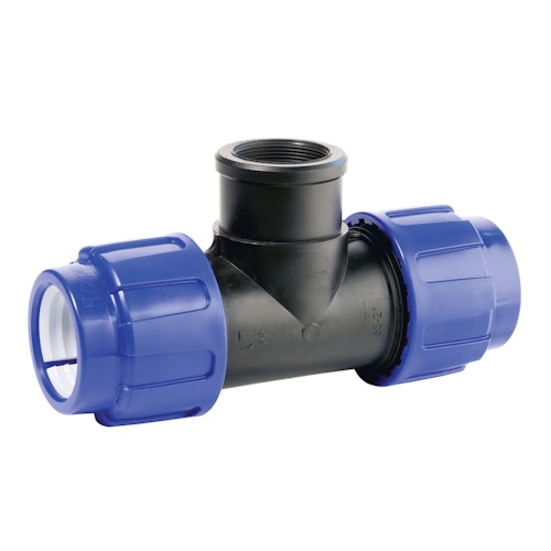 PP-Klemmfitting T-Stück 90° 2 x 50 mm - 1 1/2" IG