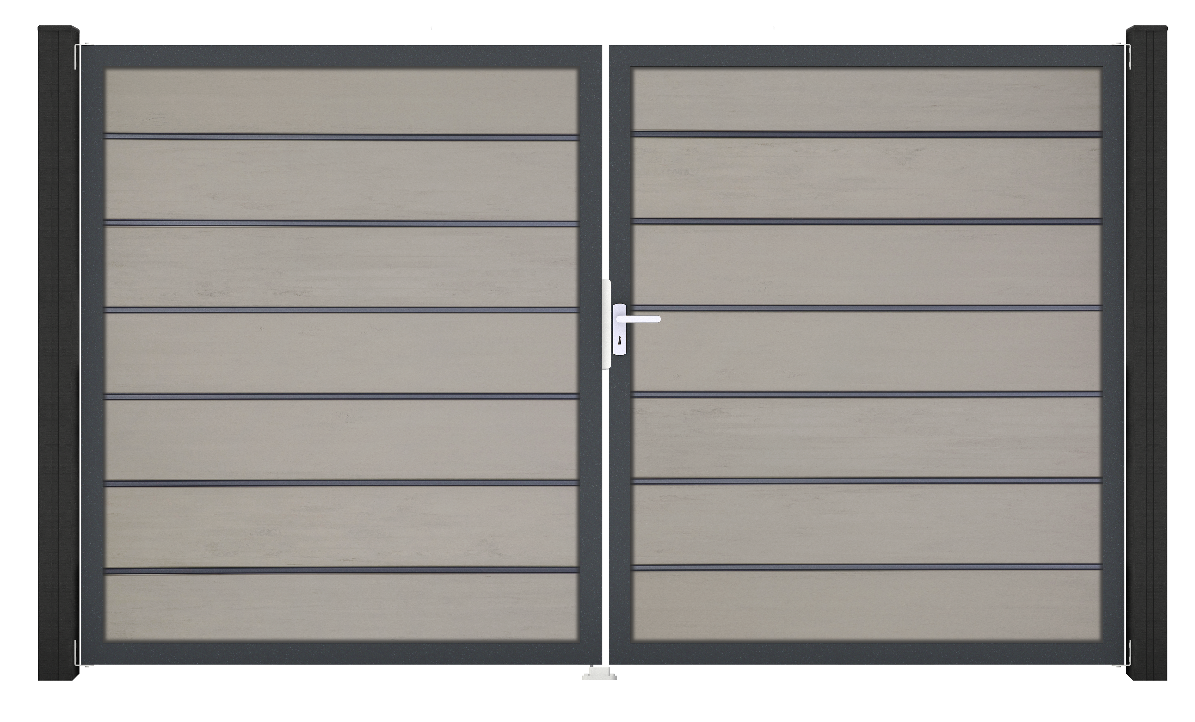 GroJa Solid Grande Premium Tor Bi-Color co-ex DIN rechts 300x180x4 cm Alu-Rahmen DB 703, 2-flügelig