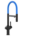 Vorschaubild 4 Wege Wasserhahn Küchenarmatur, BOD, mit 360° schwenkbarem Auslauf, abnehmbare 2 strahl Handbrause, Schwarz Matt / Hellblau