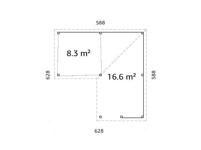 Palmako Gartenhaus Connect Lenna 24,9 m² Set 710 Slide Plus mit Isolierglas-Schiebetüren - 28 mm