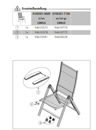 Kettler Ersatzteil Stopfen für Multipositionssessel & Stapelsessel CIRRUS, 4er Set