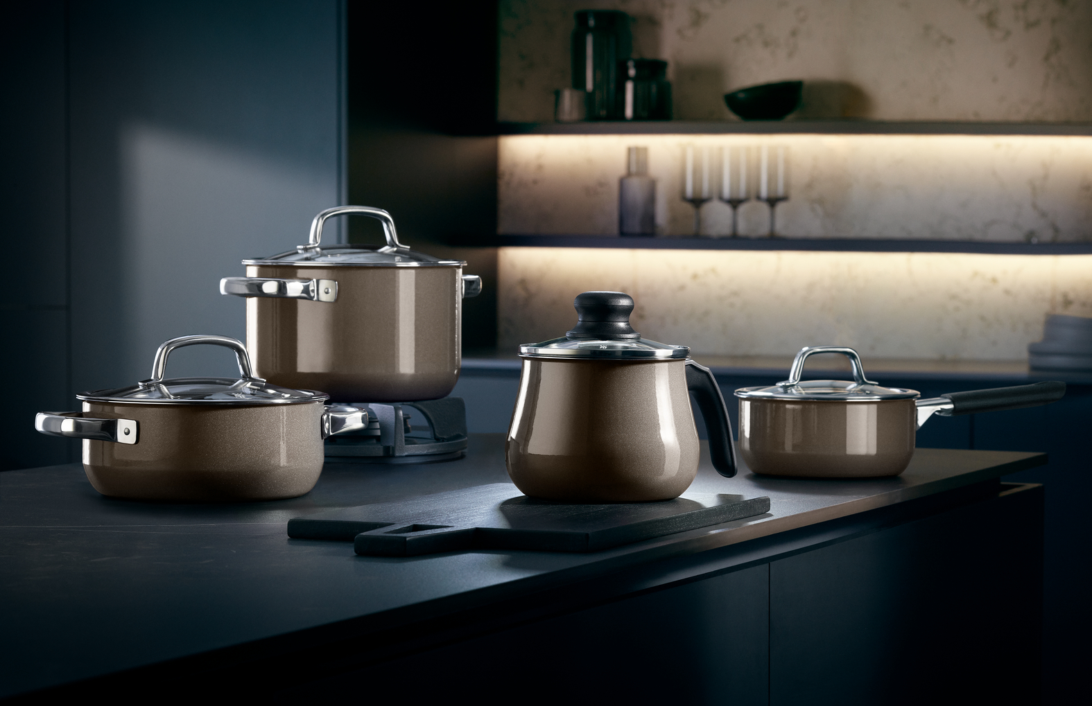 WMF Fusiontec Mineral Mini-Topf mit Glasdeckel, 12 cm, Dark