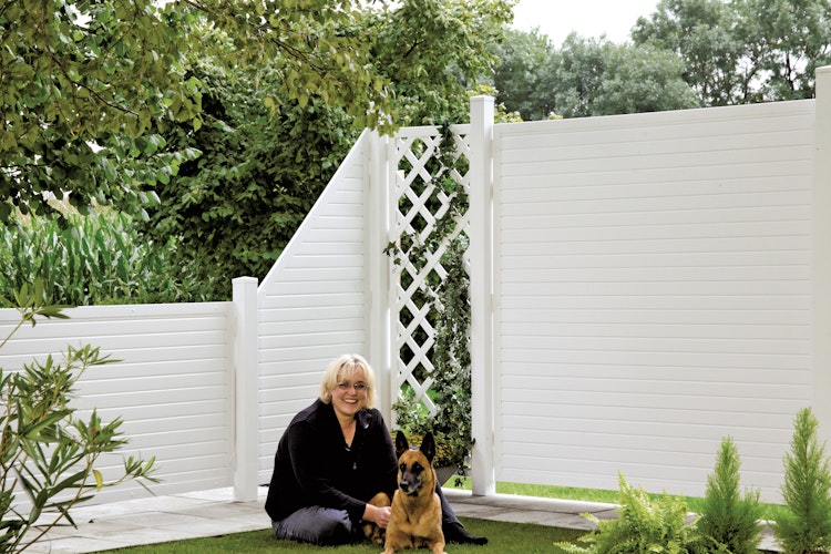 T&J LIGHTLINE Kunststoff Zaunelement Ecke links 900 x 1800/900 mm, weiß