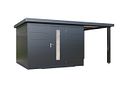 Vorschaubild Wolff Finnhaus Premium Metall Gartenhaus Thorin 5324 Anthrazit inkl. 240 cm Anbaudach (Modell 2026)