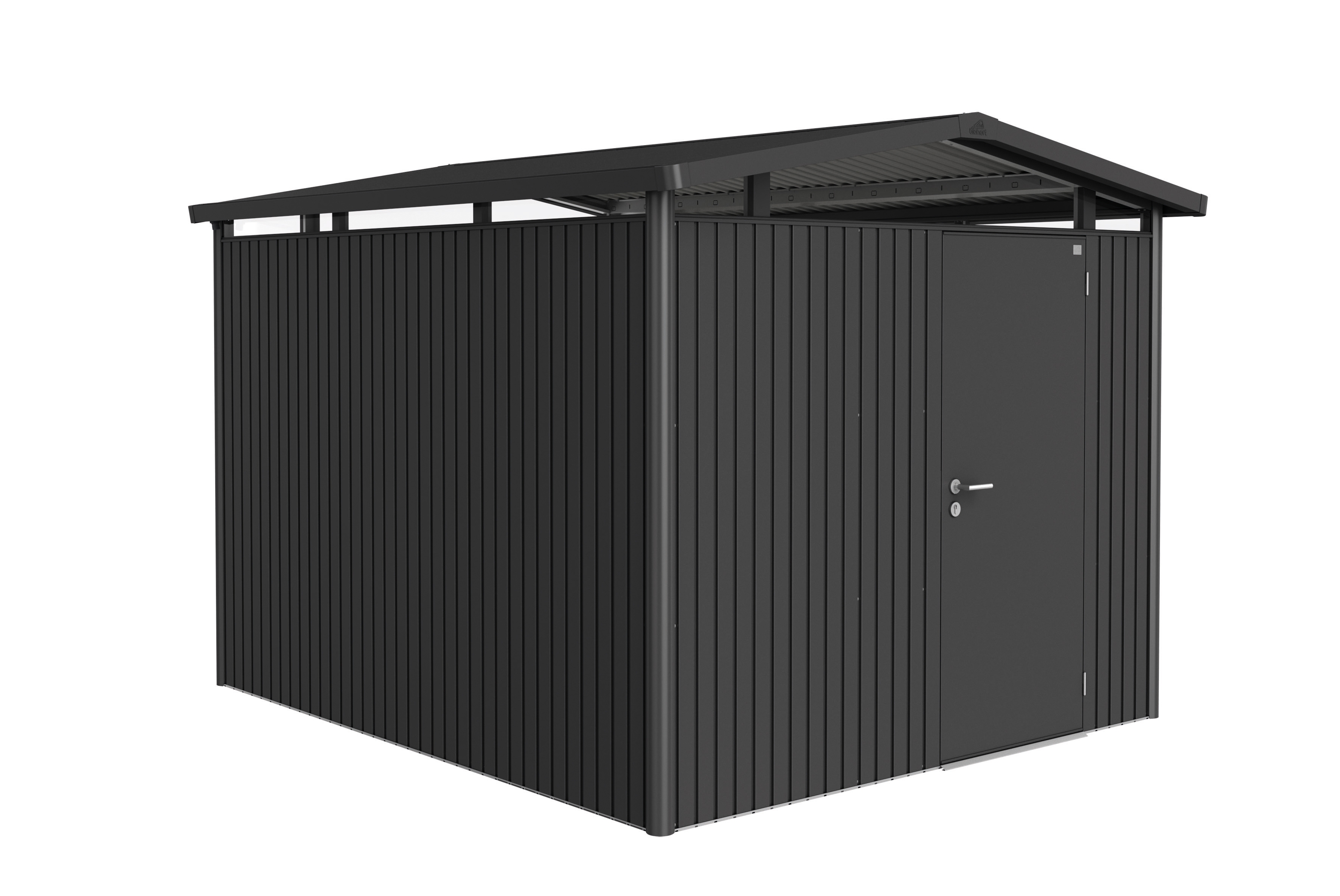 Biohort Gerätehaus Panorama mit Einzeltür-dunkelgrau-metallic-273 x 318 cm (Gr. P 5)