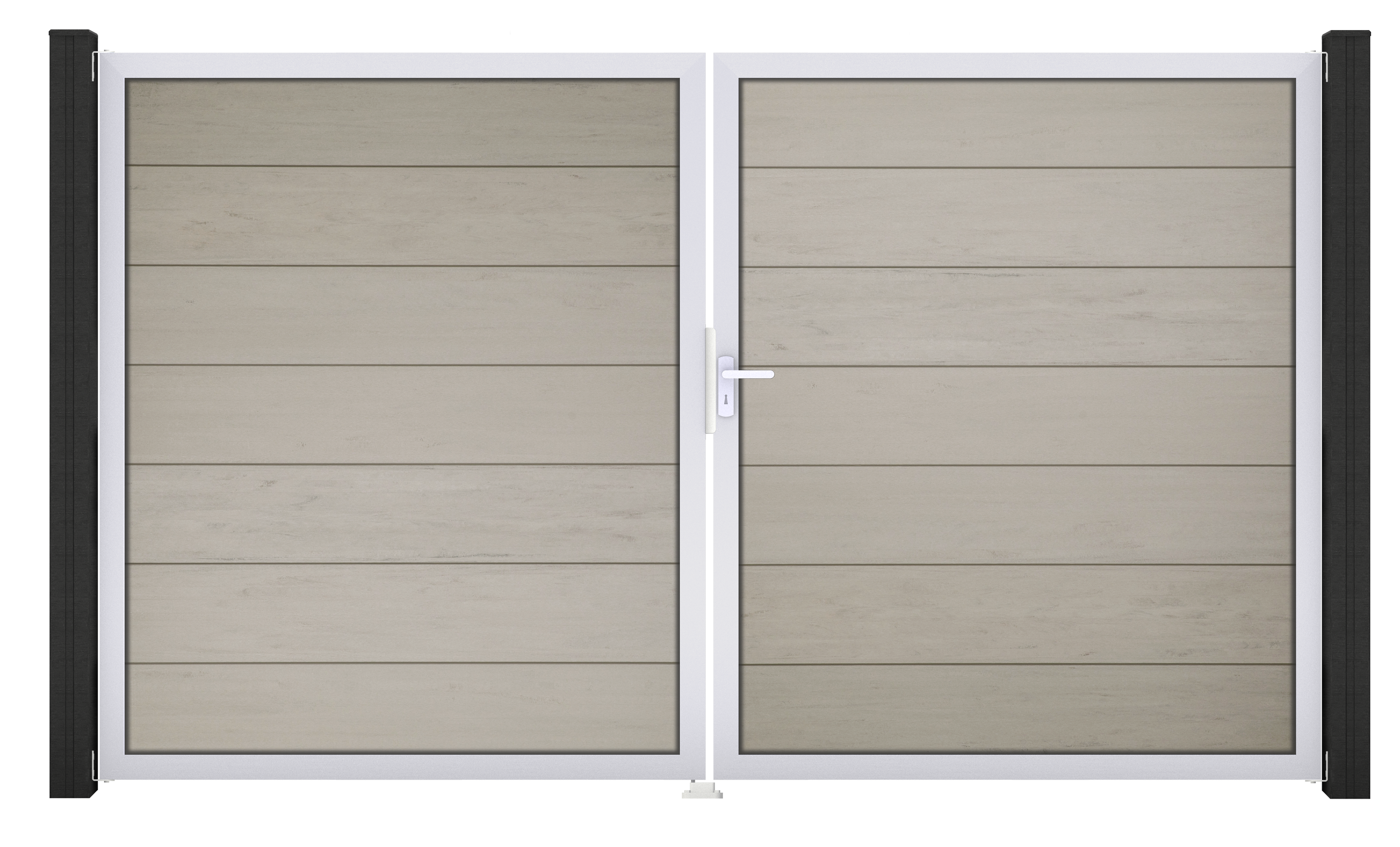 GroJa Solid Grande Tor Walnuss co-ex DIN rechts 300x180x4 cm Alu-Rahmen EV1, 2-flügelig