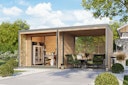 Vorschaubild Karibu Design Gartenhaus Saturn A/B mit Aluminium Schiebetüre & Blechpaket - 38 mm