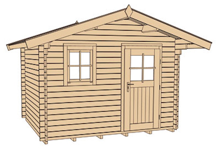 Weka 45 mm Gartenhaus 131 mit Vordach (60 cm)