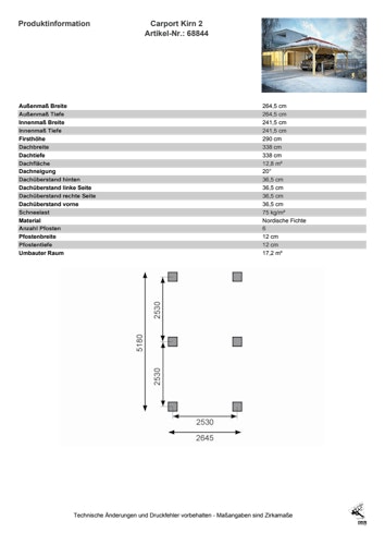 Karibu Pavillon Carport Kirn 1/2/3 - KDI