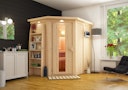 Karibu Sauna Carin mit Eckeinstieg 68 mm inkl. gratis Saunaofen im Wert von 599,99 €