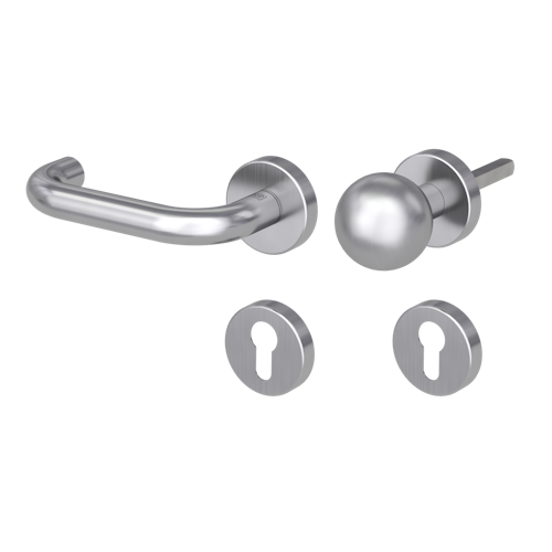 Griffwerk ALESSIA Klipptechnik FS Panik -Edelstahl matt  Rosettengarnitur -Klippt. -R4 -WL -Stift 9mm -TS 38-50mm