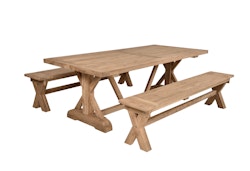 Garden Pleasure Gartenmöbel-Set KISAR, Tisch + 2 Bänke, Teak