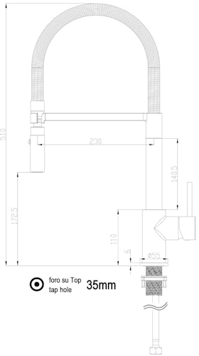 Wasserhahn Küchenarmatur, SAM, mit 360° schwenkbarem Auslauf, abnehmbare 2 strahl Handbrause, Verchromt / Türkis