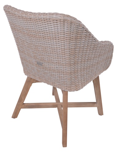 Garden Pleasure Gartenmöbel Set ARVADA / OAKLAND, Tisch Ø 110 + 4 Sessel, Akazie / Polyrattan Zimtbraun / Kissen 100 % Polyester Taupe