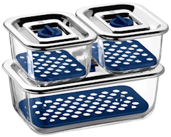 WMF Frischhalte- und Serviersystem-Set 3-teilig Top Serve mit Abtropfgitte