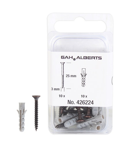 Alberts® Schrauben- und Dübel-Set, Stahl roh, 25x3mm