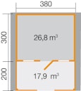 Weka 45 mm Gartenhaus 135 B mit Vordach +Terrasse