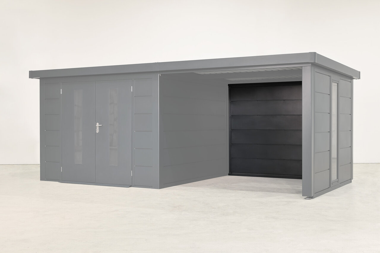 Wolff Finnhaus Rückwand Terrasse 30 für Premium Metall Gartenhäuser