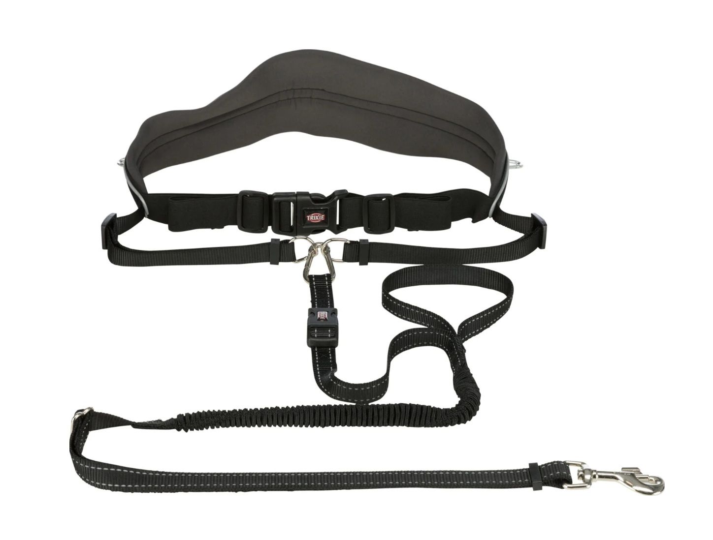TRIXIE Bauchgurt mit Leine, breit, neoprengepolstert, Gurt: 70–120 cm/12 cm,  Leine: 1,10–1,50 m/20 mm, sch