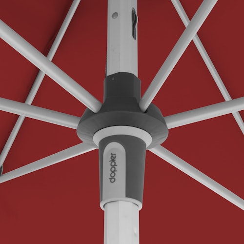 doppler Mittelmastschirm EXPERT 220 x 140 Auto-Tilt, Aluminium Silber / 100 % Polyester 180 g/m²