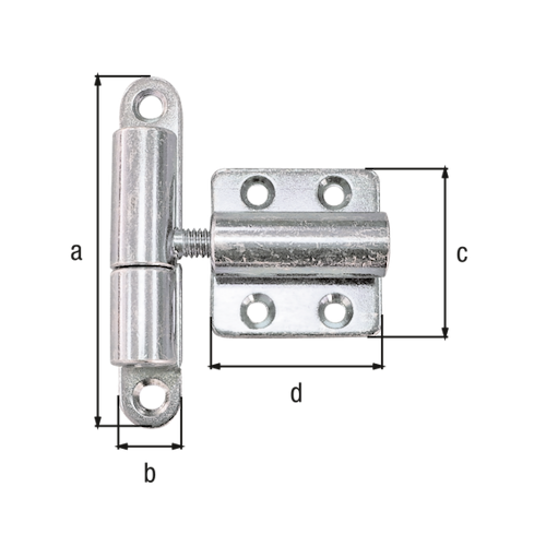 Alberts® Aushebescharnier,verstellbar, galvanisch verzinkt dickschichtpassiviert, LxB 83x15,Platte LxB 40x40mm 341060