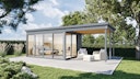 Wolff Finnhaus Gartenhaus Studio 44-D mit Seitendach sowie Alu-Eckverkleidung/Schiebetür (Starletta)
