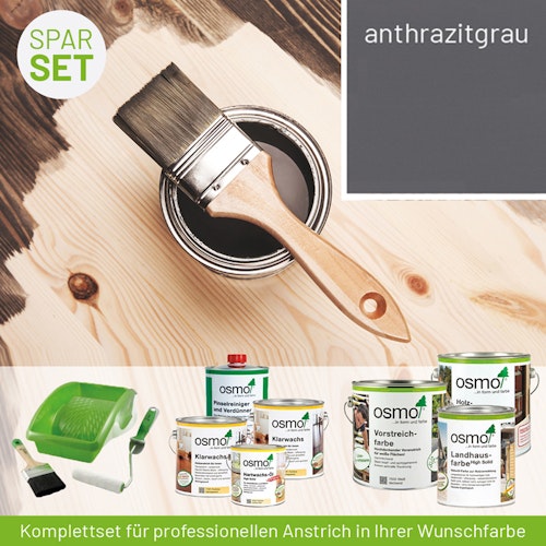 Innen- und Außenanstrich Komplettset für Gartenhäuser von 10 bis 15 m² Grundfläche (Deckfarbe)