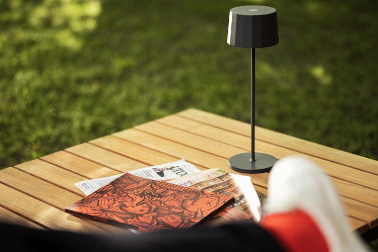 Kettler LED Tischleuchte RIBBED Ø 11 cm, Höhe 35 cm, Aluminium / Polycarbonat - Sonderaktion