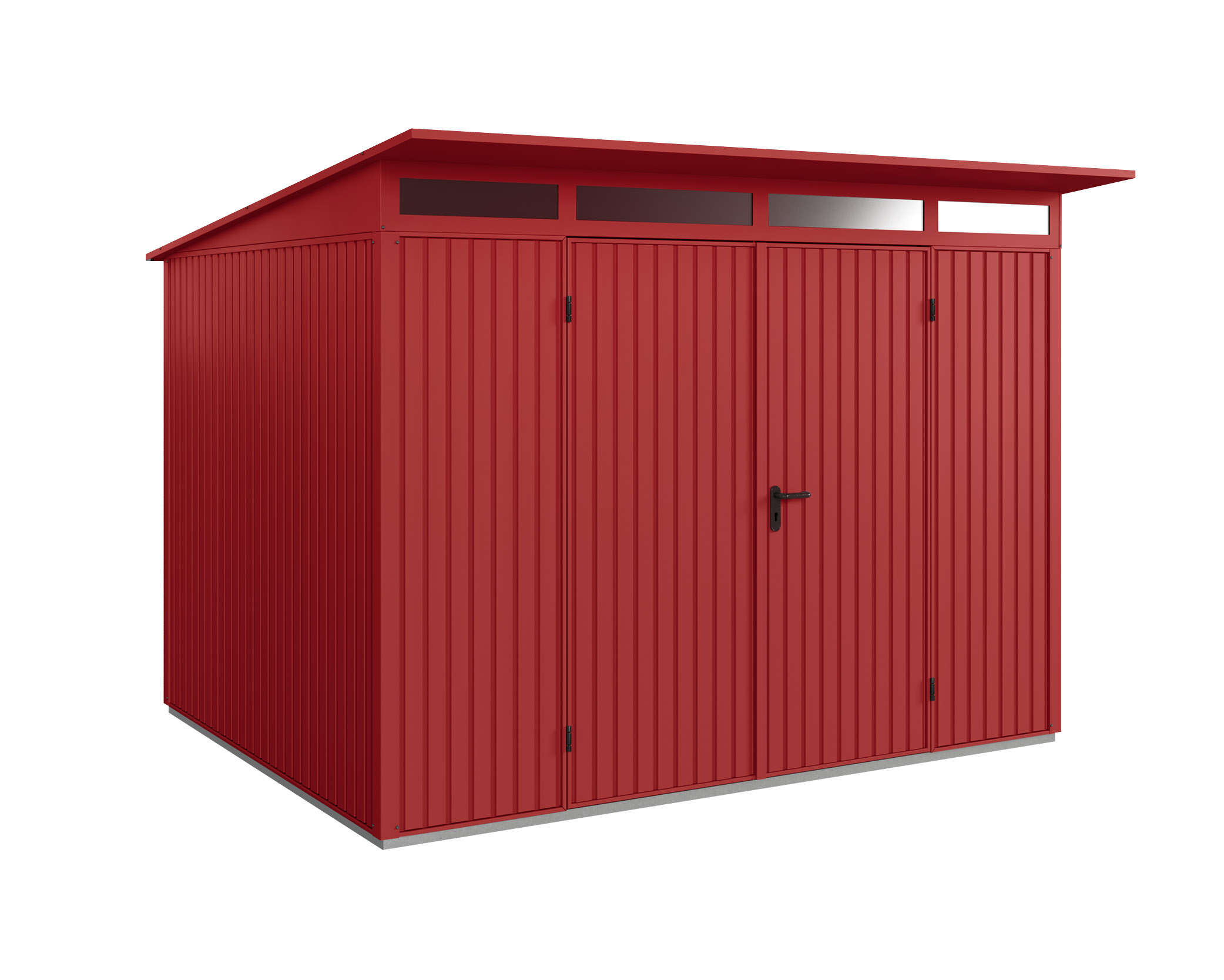 Hörmann Metall-Gerätehaus EcoStar Premiumline mit Pultdach B 302,8 x 238 cm (Typ 3), Motiv Modern (mit schmalen Lamellen...