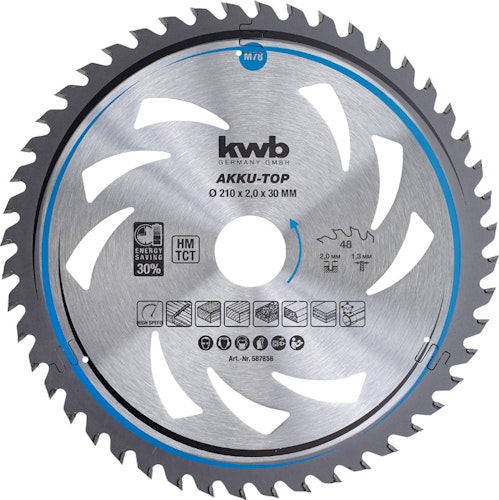 kwb Akku Top Sägebl HM Mit-Dü 210x30 Z48 587856