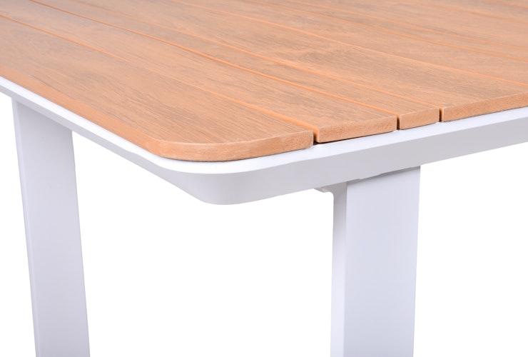 Garden Pleasure Gartentisch VENICE 200 x 100 cm, Aluminium Weiß / Nonwood Teak-Optik