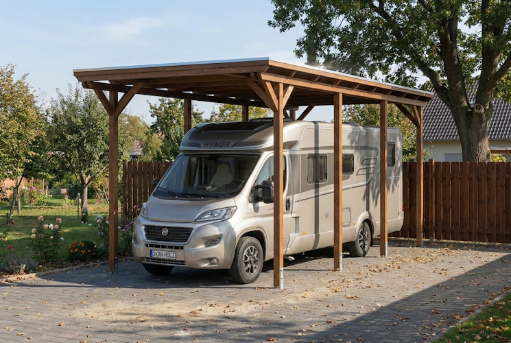 Skan Holz Emsland - Flachdach Caravan-Carport aus Leimholz Breite 402 cm