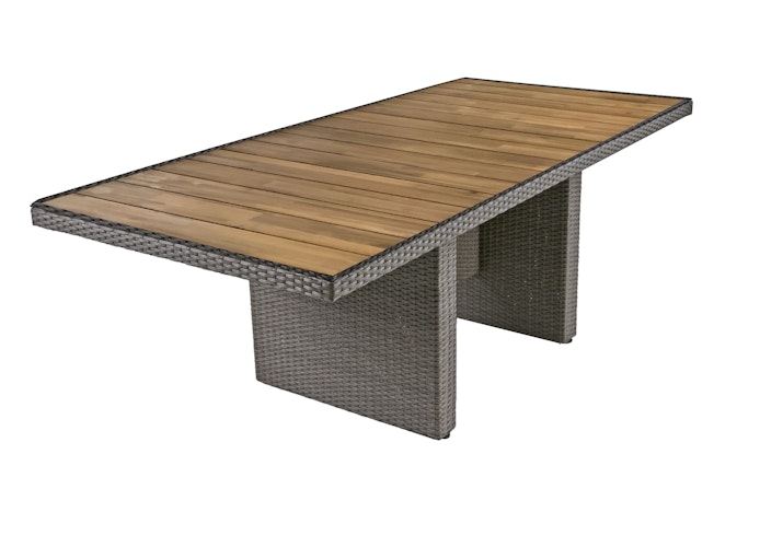 Garden Pleasure Gartenmöbel Set BRAGA 02, Tisch 220 x 100 + 8 Sessel, Polyrattan / Akazie / Kissen 100 % Polyester