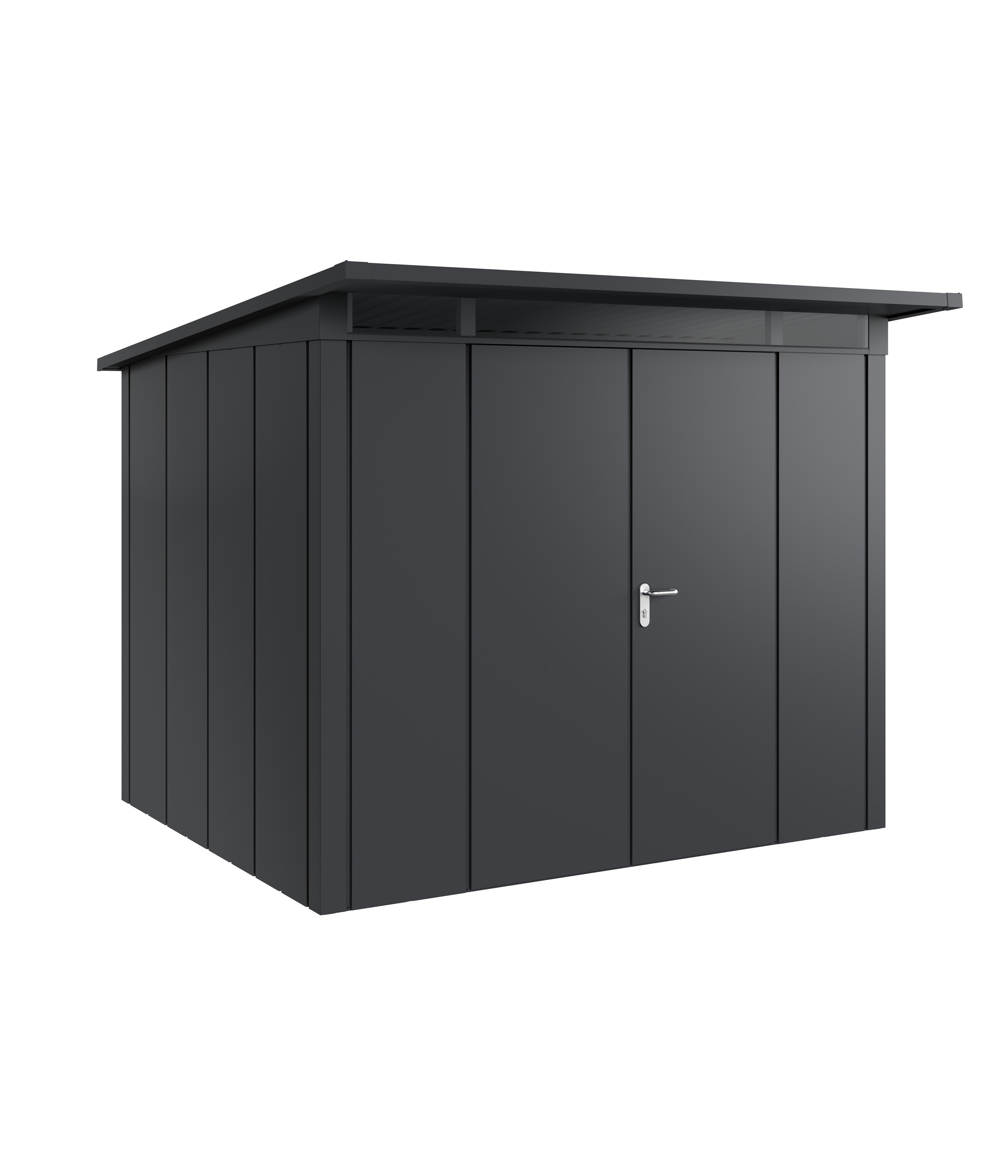 Hörmann Metall-Gerätehaus Juno JPD mit Pultdach B 262 x T 214 cm (JPD 9) Motiv Design (mit breiten Lamellen) Doppeltür A...