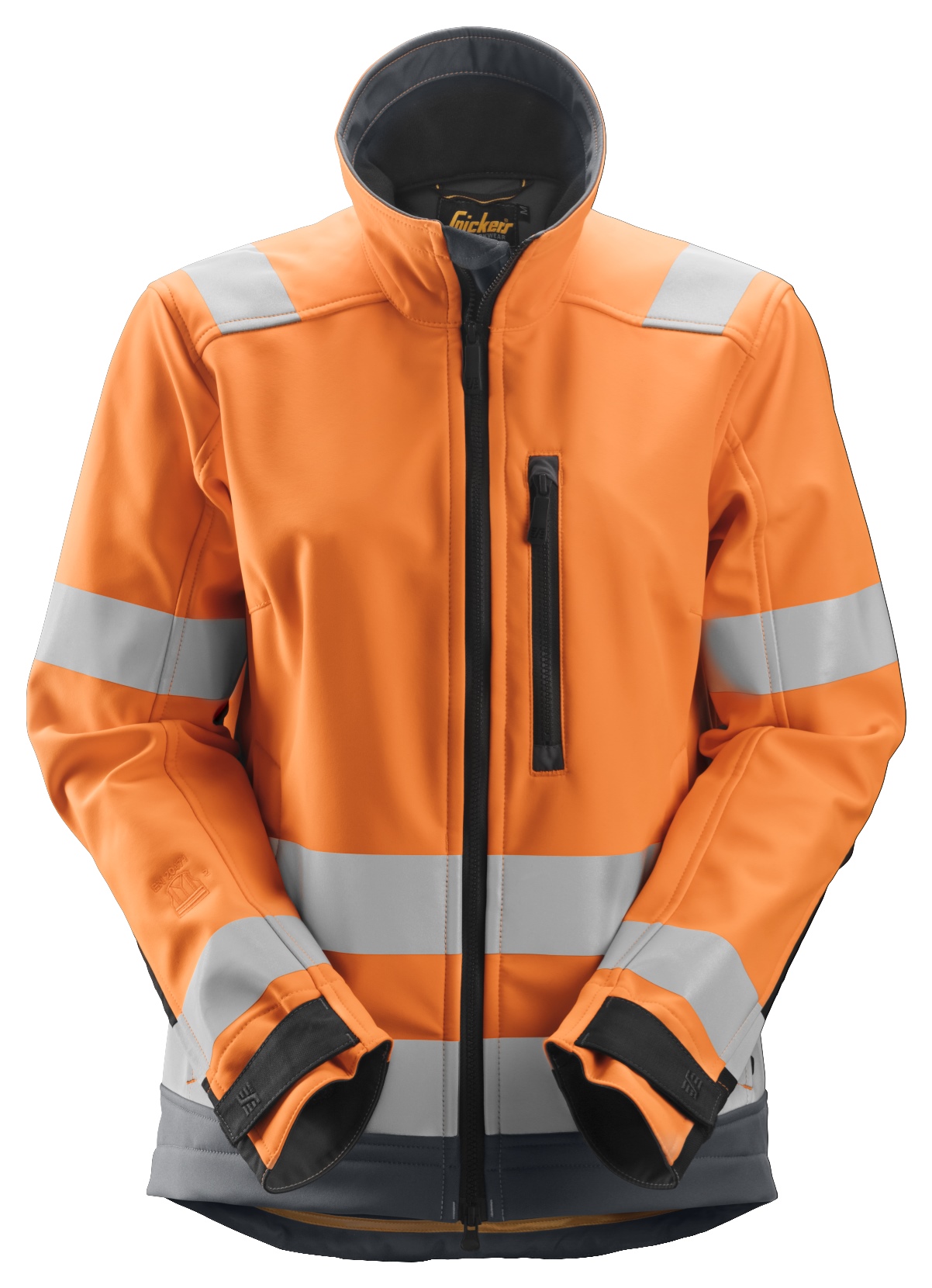 Snickers AllroundWork, Damen-High-Vis-Softshell-Arbeitsjacke, Warnschutzklasse 2/3 6 signalgelb-stahlgrau