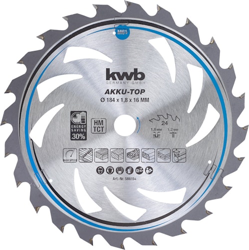 kwb Akku Top Sägebl HM Mit-Dü 184x16 Z24 586154