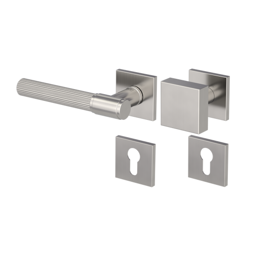 Griffwerk Wechselgarnitur VAYA 136 ARIS fast2fix Fast2Fix Rosetten eckig Knopf SQUARE Samtgrau L