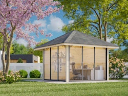 Palmako Pavillon Bianca 8,3 m² Set 501 Slide Plus mit Isolierglas-Schiebetüren - 28 mm